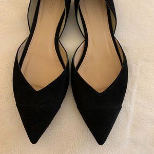 J. Crew Black Suede Sadie D'Orsay Pointed Toe Ballet Flats Size 7.5
